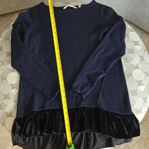 Soft Surroundings Navy Sweater with Black Velvet Detail